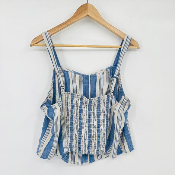 Torrid Linen-Blend Smocked Button Front Striped Tank Top Women's Size 1 (1X) - Picture 6 of 8